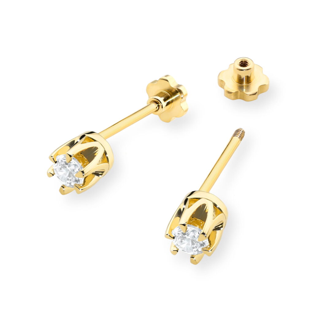 Kolczyki  Diament 2 x 0,12ct  sztyft zakręcany - widok 2