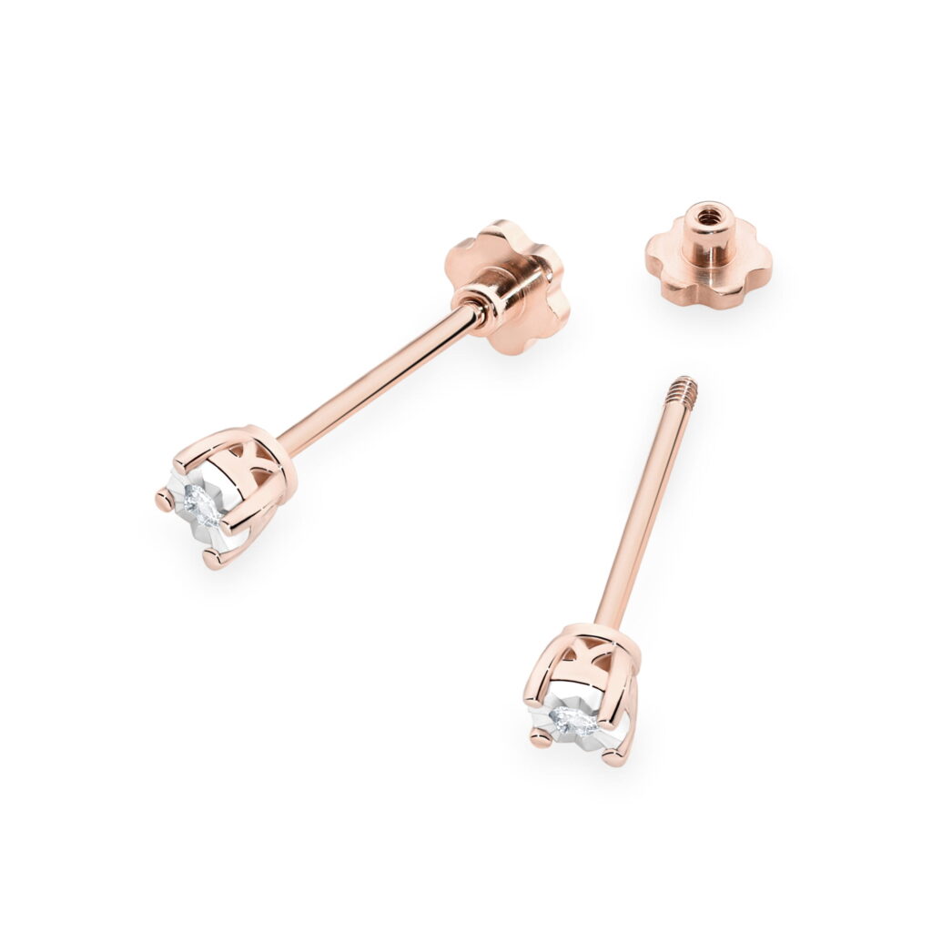 Kolczyki  Diament 2 x 0,03ct  sztyft zakręcany - widok 2