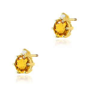 Kolczyki Cytryn 2 x 0,50ct sztyft zakręcany