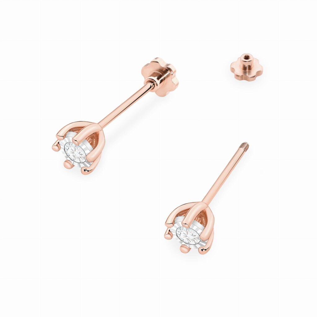 Kolczyki  Diament 2 x 0,08ct  sztyft zakręcany - widok 2