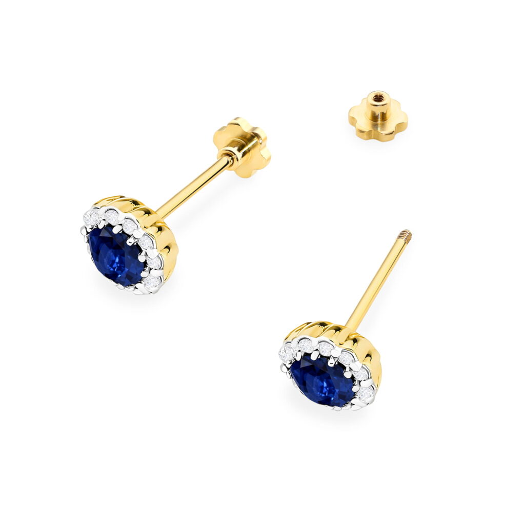 Kolczyki  Szafir 2 x 0,50ct  sztyft zakręcany - widok 2