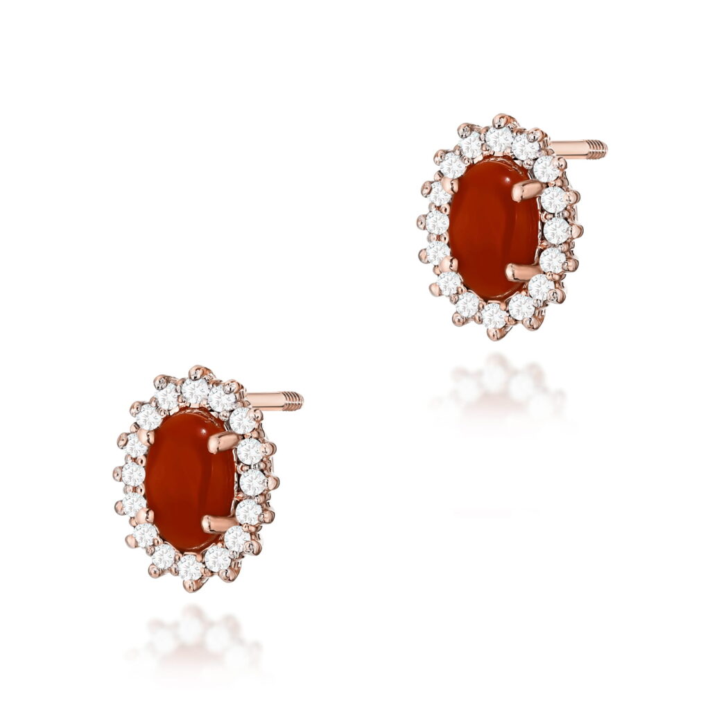 Kolczyki  Koral 2 x 0,20ct  sztyft zakręcany - widok 1