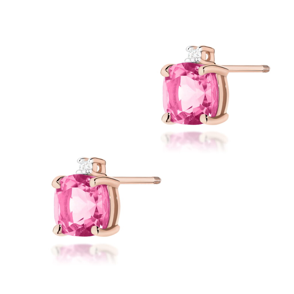 Kolczyki  Topaz Różowy 2 x 1,10ct  sztyft zakręcany - widok 1