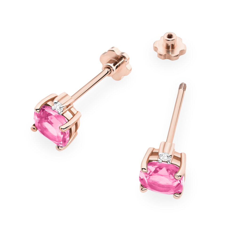 Kolczyki  Topaz Różowy 2 x 1,10ct  sztyft zakręcany - widok 2