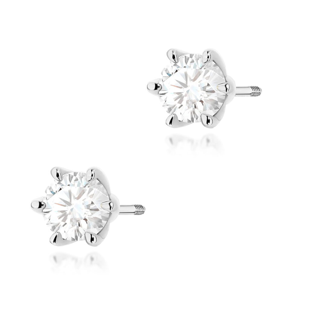 Kolczyki  Diament Laboratoryjny 2 x 0.70ct  sztyft zakręcany - widok 1