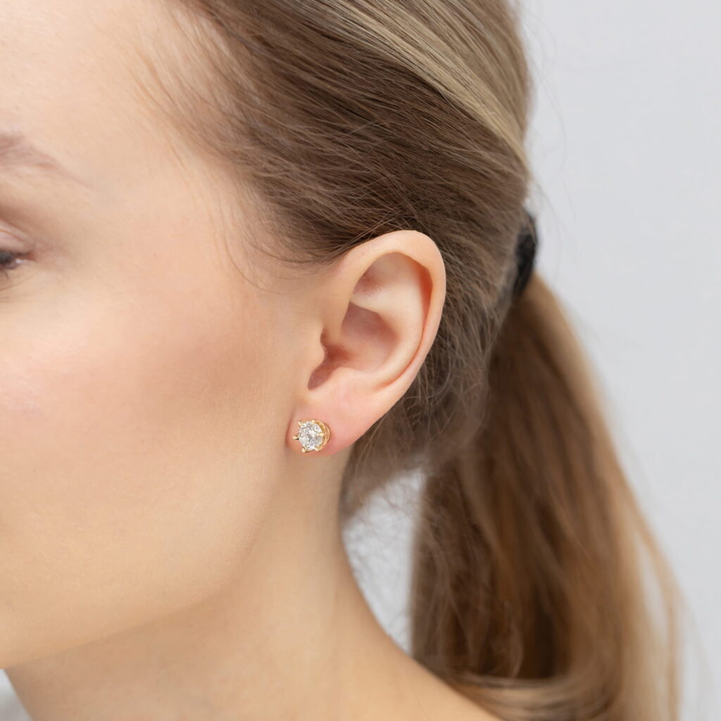 Kolczyki  Diament Laboratoryjny 2 x 1.00ct  sztyft zakręcany - widok 3