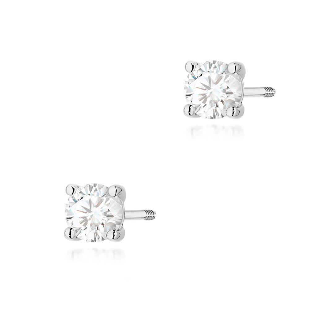 Kolczyki  Diament Laboratoryjny 2 x 0.40ct  sztyft zakręcany - widok 1