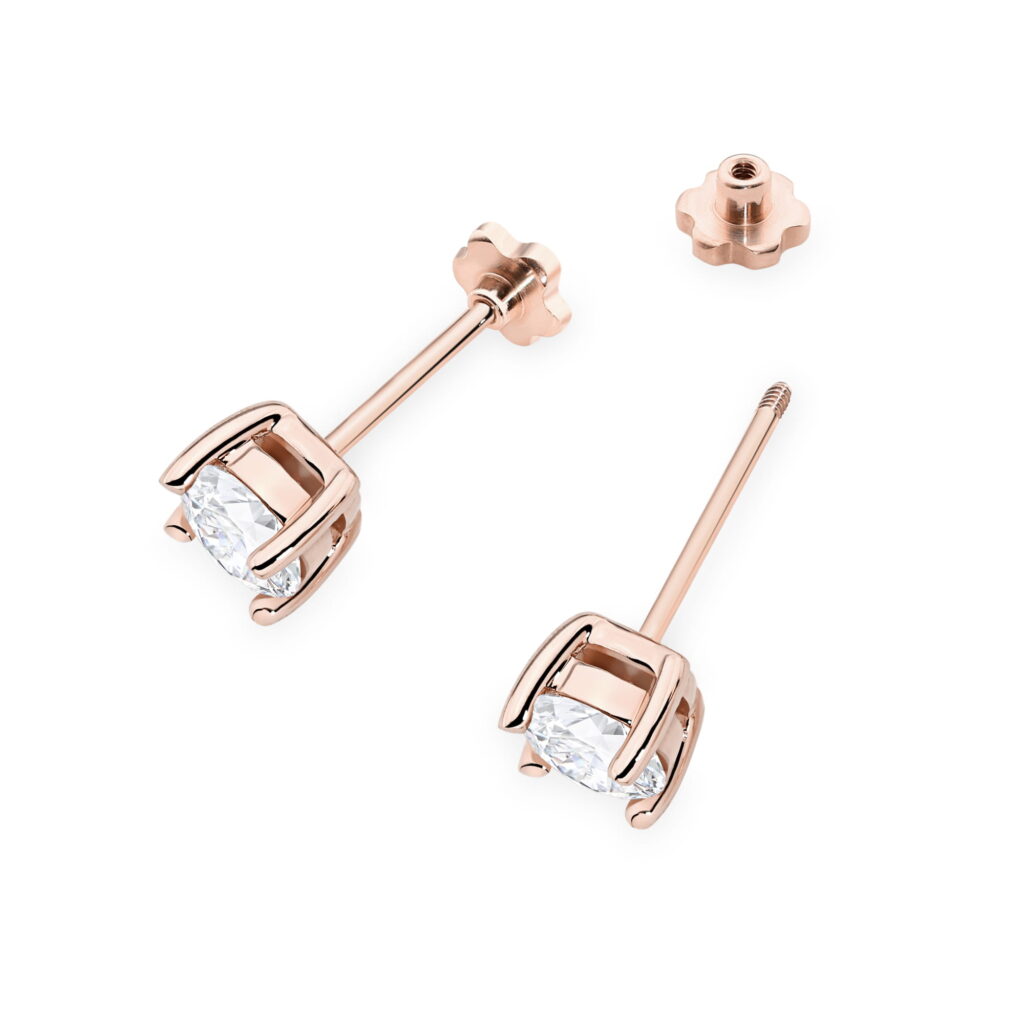 Kolczyki  Diament Laboratoryjny 2 x 0.70ct  sztyft zakręcany - widok 2