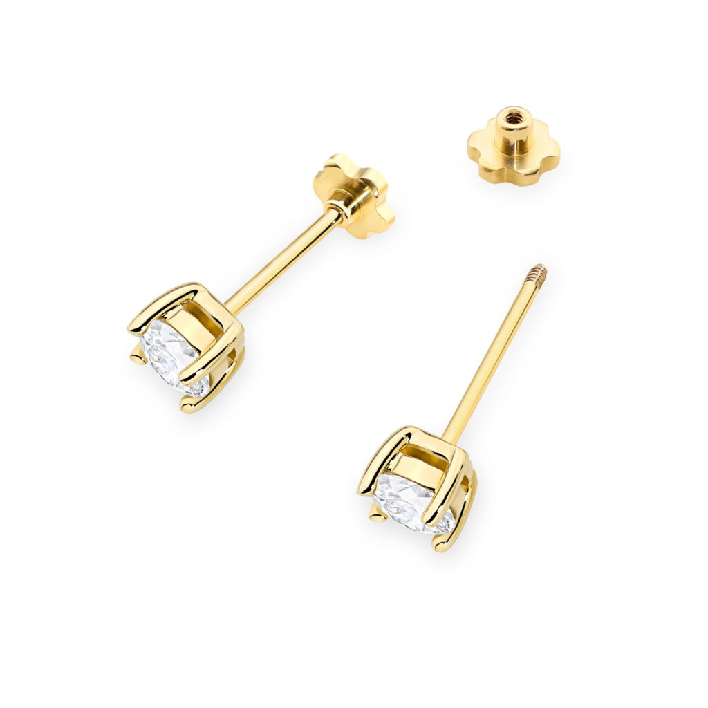 Kolczyki  Diament Laboratoryjny 2 x 0.50ct  sztyft zakręcany - widok 2