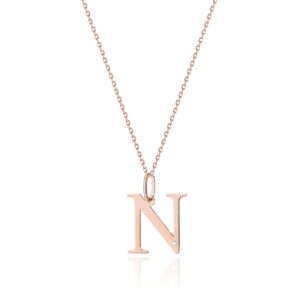 Naszyjnik  z diamentami - litera N -
